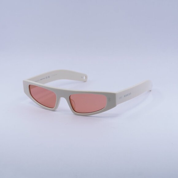 Gucci GG1634S 007 Sunglasses Ivory With Black Cord Cat Eye Frame, Red Lenses - Picture 1 of 11